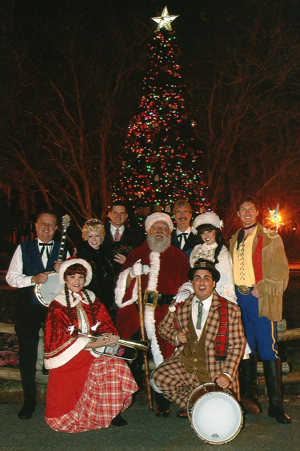 Santa with the Cast of the Hoop Dee Doo Musical Revue at Walt Disney World… the longest running dinner show in the USA.