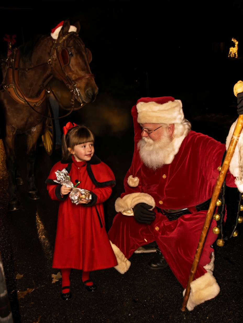 Santa on a house visit tour by horse and buggy at MacGregor Downs